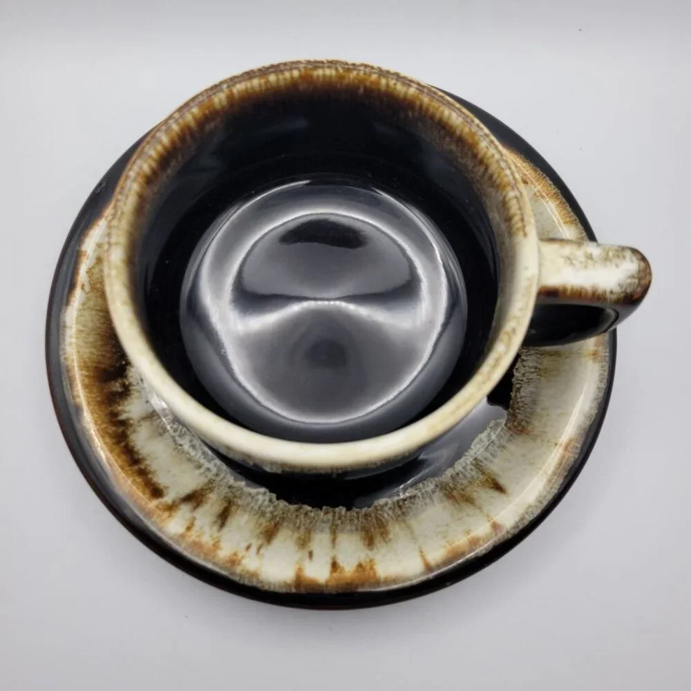Pfaltzgraff Brown Drip Glaze Cup Saucer Coffee Tea Replacement Set Brown Vintage